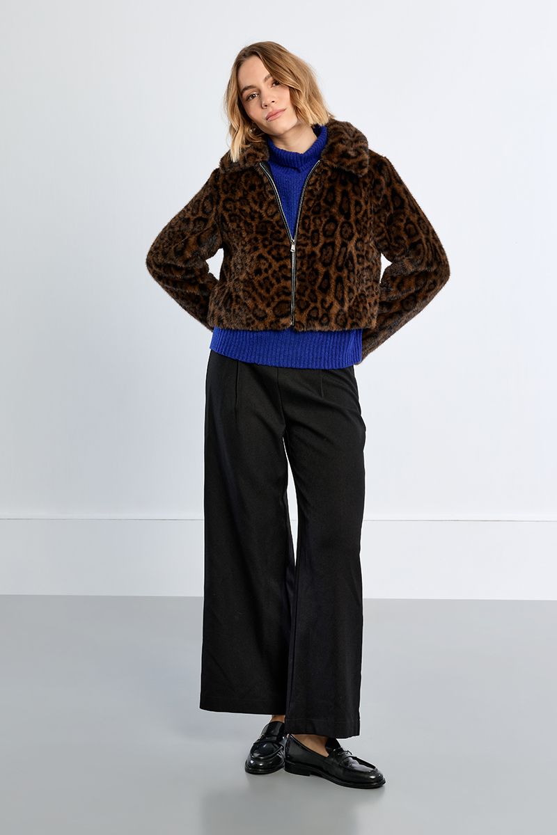 Veste en fausse fourrure léopard – Chocolat – Lili Sidonio – Image 4