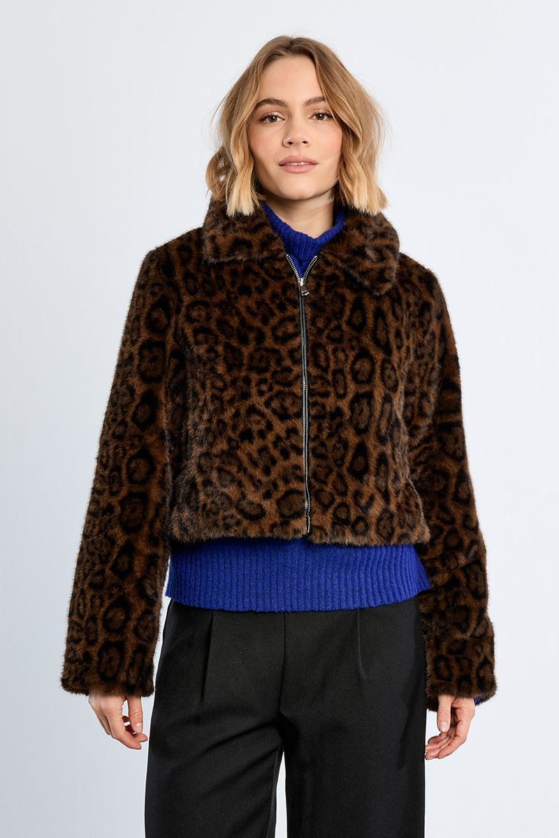 Veste en fausse fourrure léopard – Chocolat – Lili Sidonio – Image 5