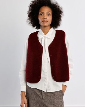 Veste sans manches imitation mouton – Bordeaux – Lili Sidonio